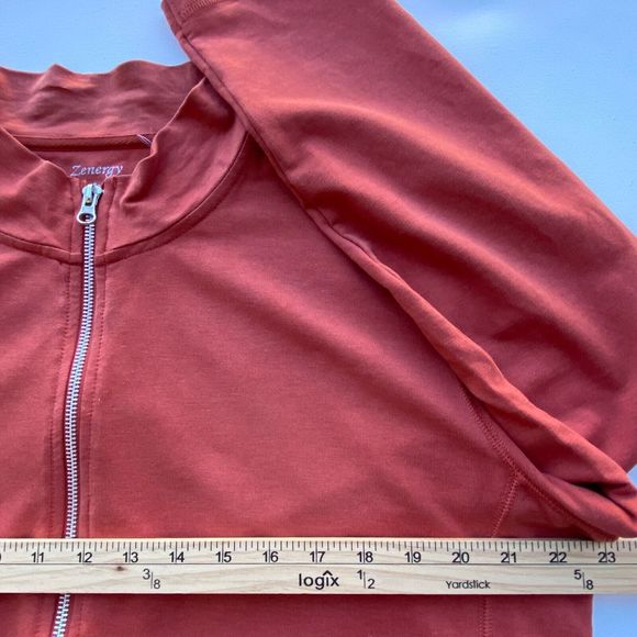 Zenergy Chico's Sweatshirt Full Zip 3/XL Orange Long Sleeve Lyocell Athleisure - Picture 6 of 7